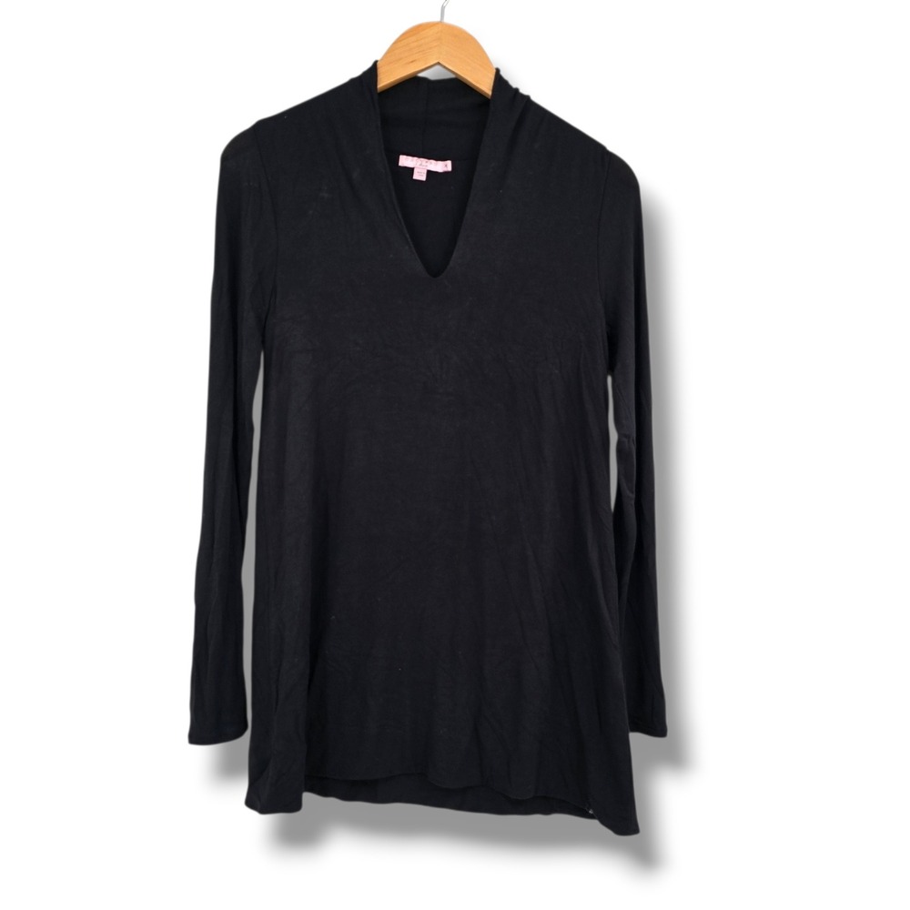 Calypso St‎ Barth Black Micro Modal V-Neck Long Sleeve Tunic Top Womens XS